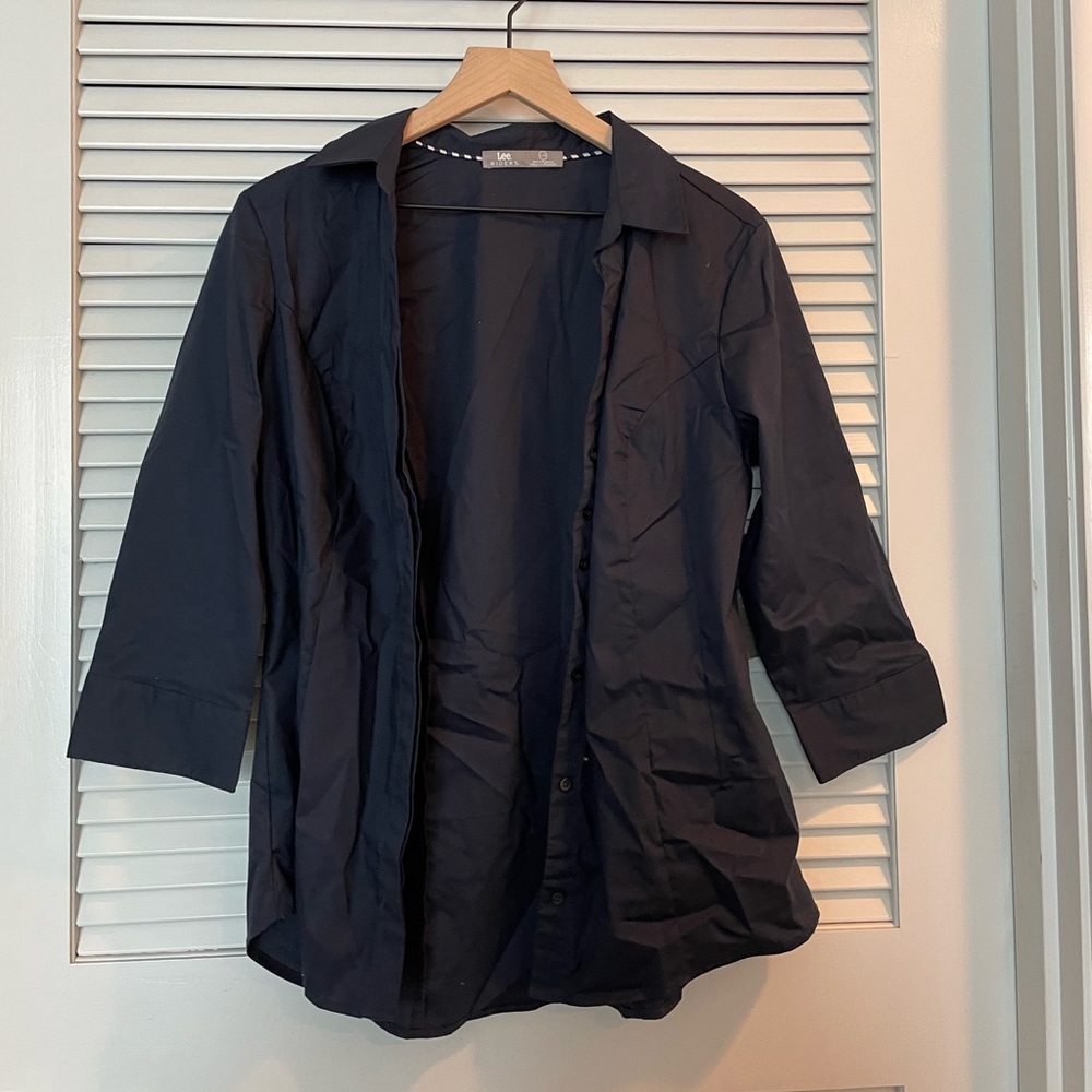 Navy blue button down shirt
